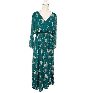 PREMIER AMOUR GREEN FLORAL MAXI DRESS SZ 12